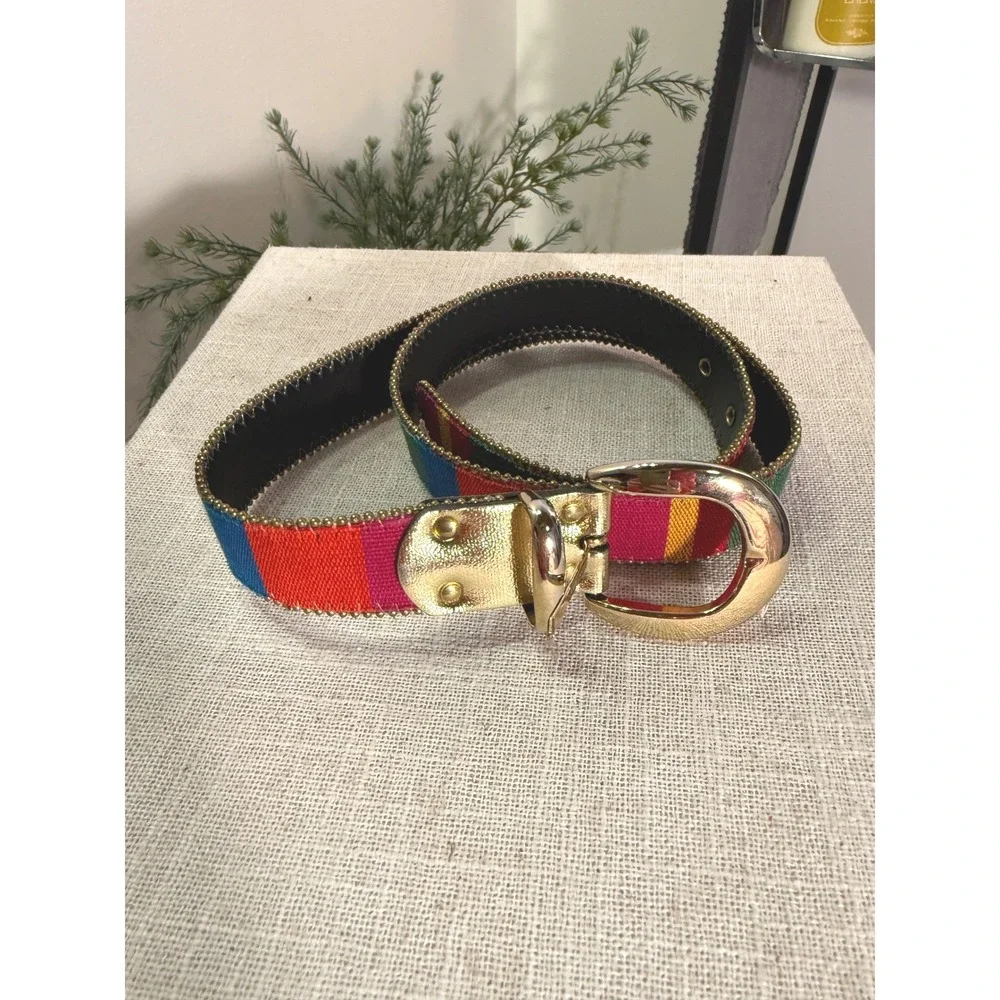 Elite Fresno belt vintage colorblock bold jewel tonegold buckle bullet trim 31